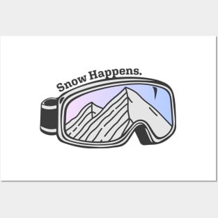 Sunset Mountain Ski Goggles | Snow Happens Posters and Art